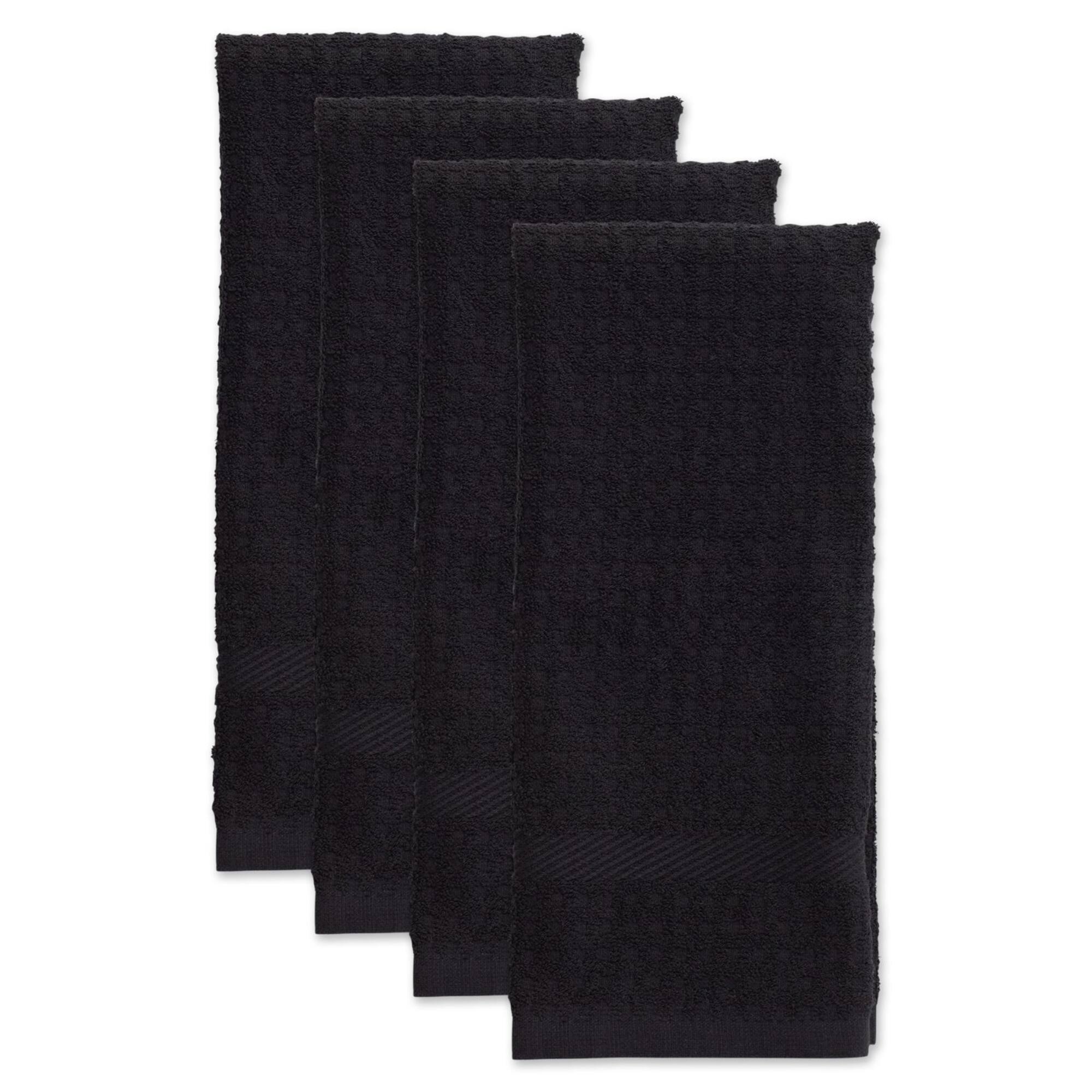 DII® Solid Black Waffle Terry Dishtowel, 4ct.